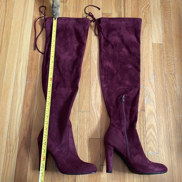 Over the knee burgundy high heel boots - Picture 5 of 10